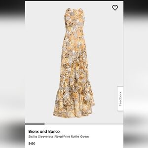 BRONX & BANCO Sicilia Dress Floral Ruffle Embroidered Maxi Yellow